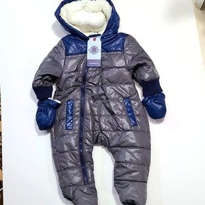 Puffy Hooded Bodysuit Jacket Baby Boy 9M